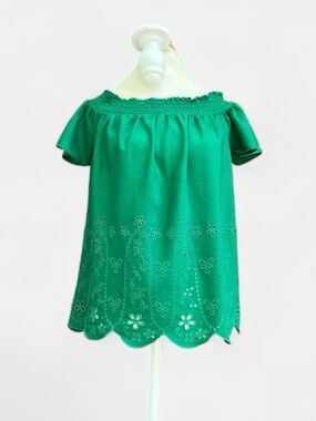 Old Navy Scalloped Eyelet On/Off Shoulder Top in Green Size Small